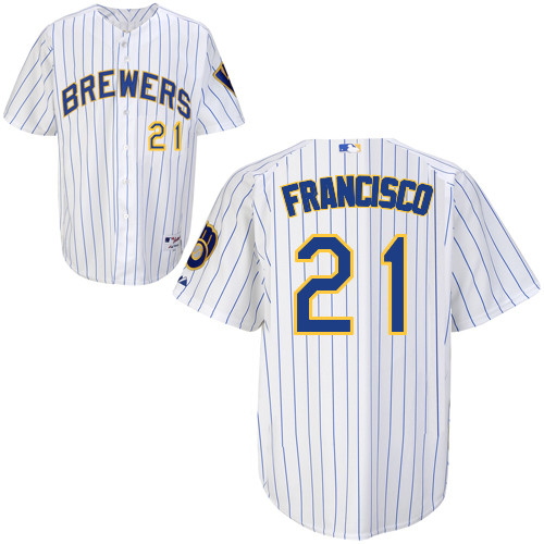 Juan Francisco #21 MLB Jersey-Milwaukee Brewers Men's Authentic Alternate Home White Baseball Jersey